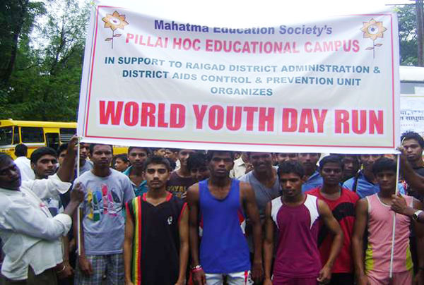 The Runners getting ready for the World Youth Day Run at Rasayani